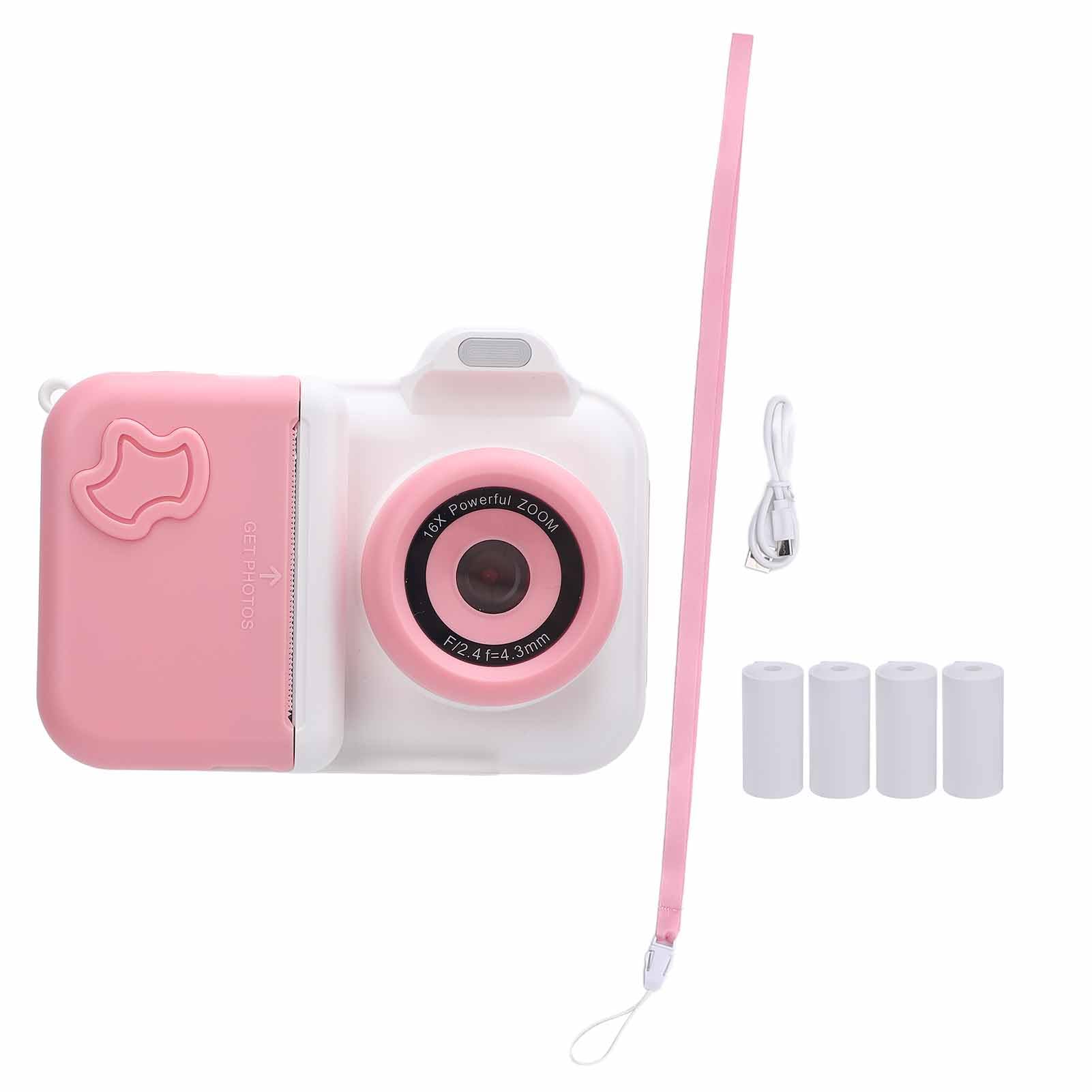 Irfora Selfie Print Camera Stampa Termica Doppia Lente con Flash per Viaggi Schermo IPS HD da 2,4 Pollici (Rosa Bianco)