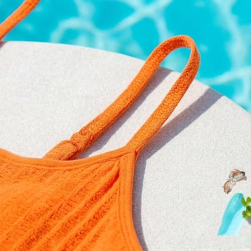 Image of Girls Swimsuit Two Piece Teen Bathing Suit High Waist Textured Bikini Set Woven Girls Swimwear 9-16Y
