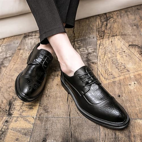Dress Oxford Formal Shoes for Men Lace Up Round Toe Solid Color PU Leather Shoes Men's Dress Shoes Classic Lace-up Formal Tuxedo Shoes2
