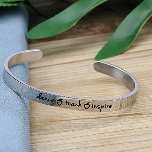Memgift Dance Teach Inspire Cuff Bracelet Motivational Gift Jewelry For Women Dancer Teachers Appreciation Gifts For Her #TOP4