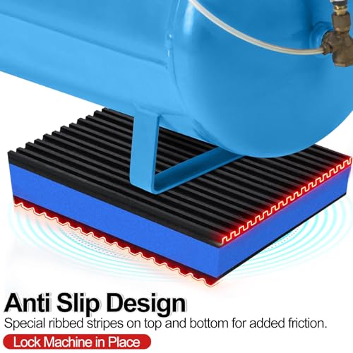Image of 8 Pack Anti Vibration Pads for Washing Machine 6 inchx6 inchx7 /8 inch, Sound Isolation Vibrating Pad Ribbed Rubber Damping Mat EVA Center for Air Compressors, Conditioner, Treadmill, HVAC Washer Dryer