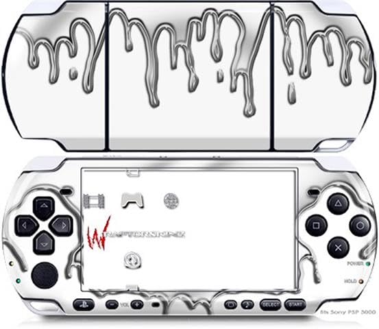 WraptorSkinz Decal Style Vinyl Skin Wrap - Chrome Drip on White - compatible with Sony PSP 3000