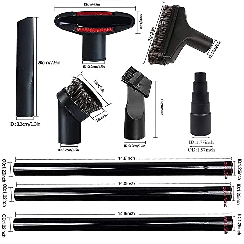 Anboo Vacuum Attachments Set, 1 1/4 Inch Vacuum Accessories Cleaning Kit Hardwood Floor Brush Attachments Extension Wands With Standard Hose Adapter, 9 Pack #TOP1