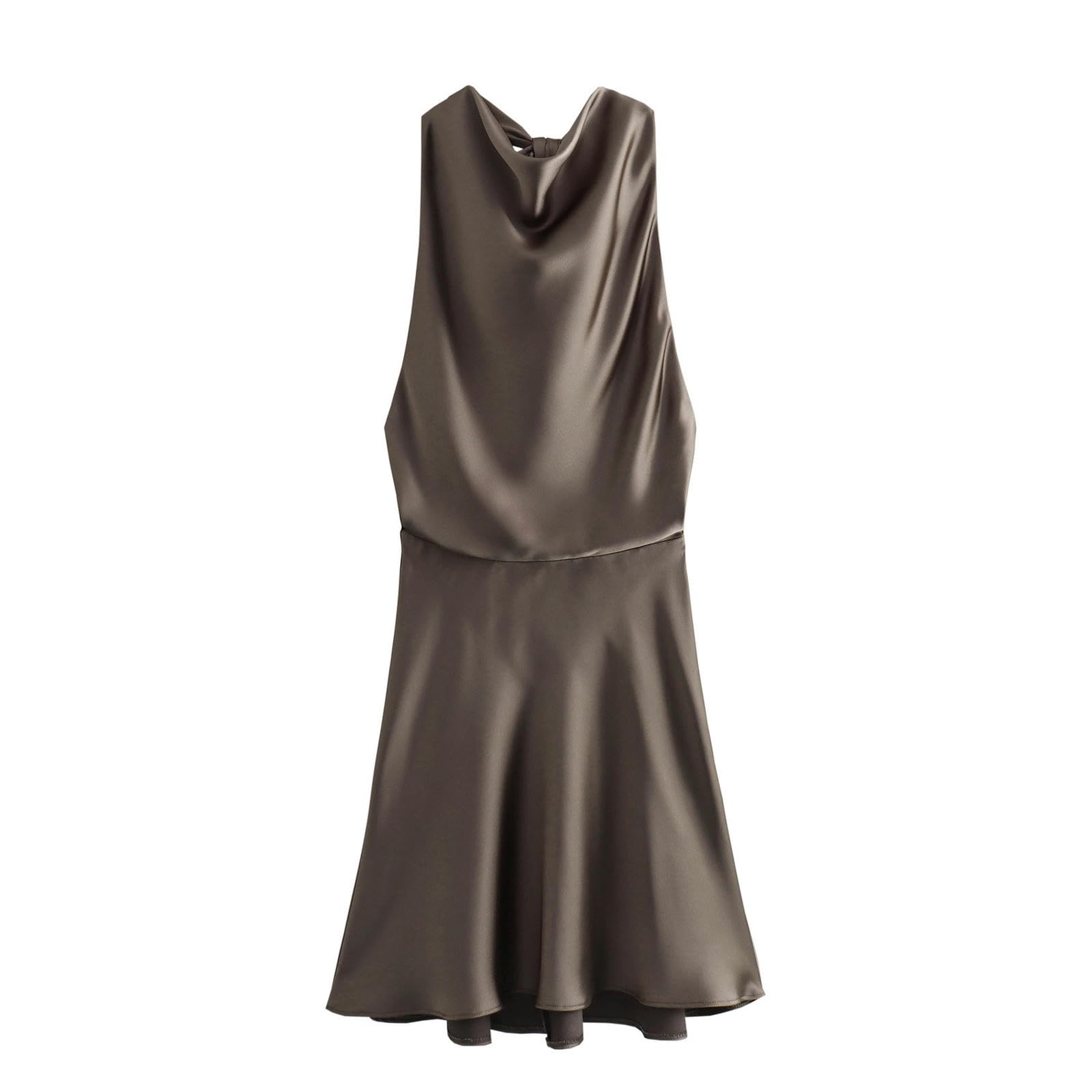 Robe en satin marron dos nu parfaite pour vos soirées d'été