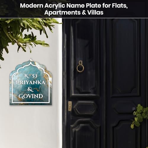 Image of BEE CREATIVE Laser Cutting Customise Name Plate for Home Entrance | Custom Name Board for Main Door, Temple, Indoor Use - 12x10.5 Inch (Mandir Name Plate)