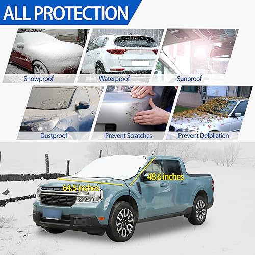 Image of Windshield Snow Cover Fit for Ford Ranger Maverick 2022-2024, Front Windshield Cover for Ice and Snow, Auto Extra Thick Windshield Ice Cover Protects Windshield from Rain, Sun, Frost