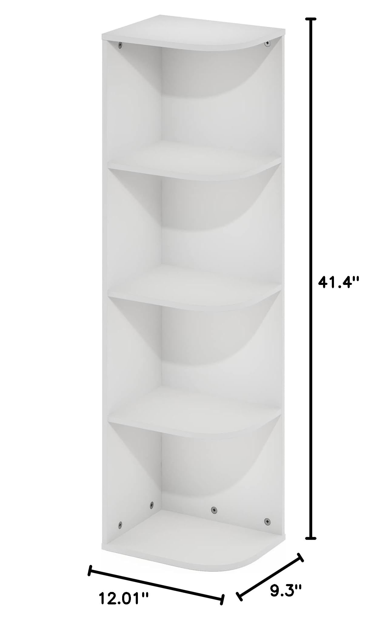 Furinno Pasir 4-Tier Corner Open Shelf Bookcase, White