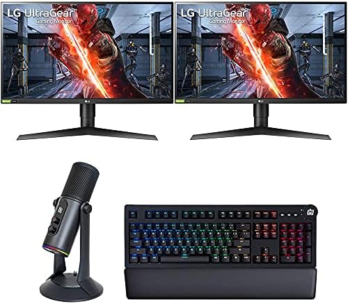 LG 27GN750-B 27″ Ultragear FHD IPS 1ms 240Hz HDR 10 Dual Gaming Monitor Bundle with Deco Gear Mechanical Keyboard Cherry MX Red + PC Streaming USB Microphone for Gaming