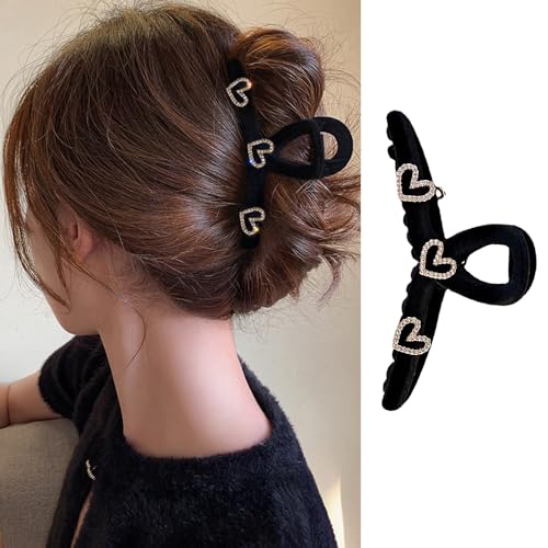 Pinzas de corazón para el cabello francés San Valentín negro dorado