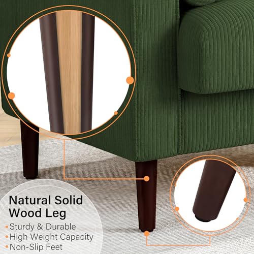 Sillón moderno tapizado en pana verde miniatura 6