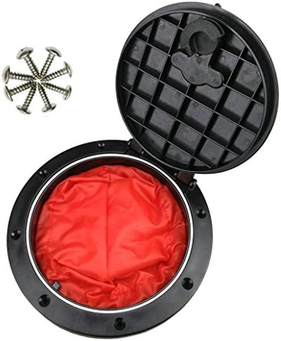 Bieroog 6 Inch Hole Diameter Deck Plate Kit, Deck Hatch with Cat Bag for Kayak Boat Fishing Rigging, Black (Contain Red Pocket)