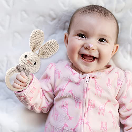 Youuys Houten Baby Rammelaar Shaker Mooie Gehaakte Bunny Ring Baby Ontwikkeling Handgreep Baby Speelgoed, Leuke Haak… - Image 7