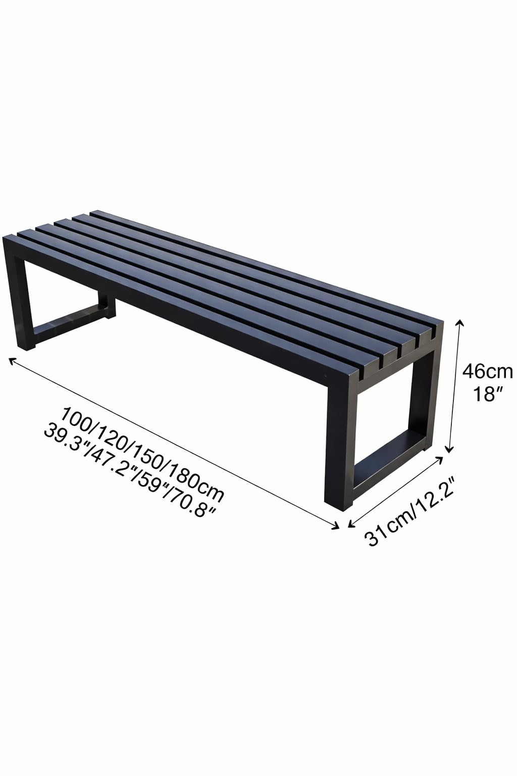 Modern Metal Outdoor Bench Perfect for Garden Park and Roadside Use (White-100cm)