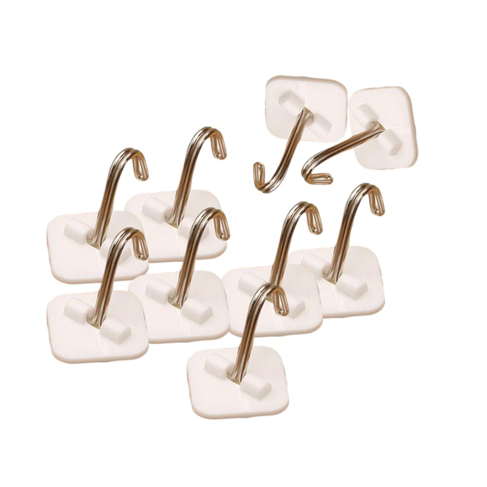 WDOIT 10Pcs Hooks Self Adhesive Bathroom Kitchen Wall Doors and Windows Small Hook Plastic Material