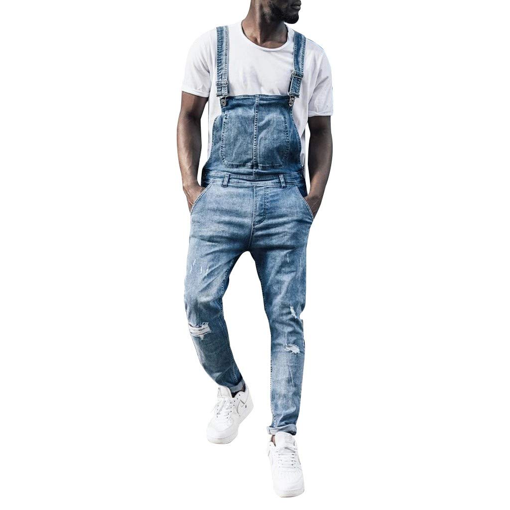 Latzhose Herren Arbeitshose Jeans mit Hosenträger Jumpsuit Herren Langes Bein Viele Taschen Jeans Herren Weit Geschnitten Latzhose Herren Denim Arbeitshosen Männer Overall Streetwear mit Knöpfen