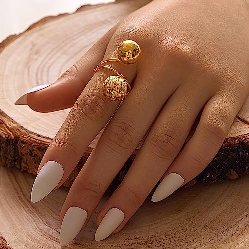 Boho Ball Adjustable Open Wrap Ring Polished Brushed 12mm Balls Stacking Statement Wedding Finger Rings for Women Girls Fashion Layered Comfort Fit Christmas Birthday Jewelry Gift for Friends Sister2