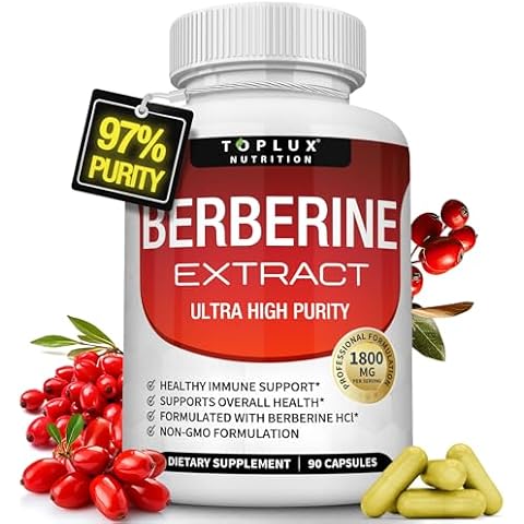 Berberine Supplement 1800mg - Berberine HCL 97% Tested Ultra High Purity Premium Berberine Extract to Support Overall Health, High Potency Berberine Plus Non-GMO Vegan Men Women, 90 Capsules Cover