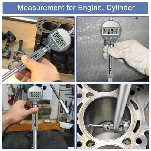 Image of HDLNKAK Digital Dial Indicator Bore Gauges (2 inch-6 inch /0.0005 inch), Engine Cylinder Measurement with Carbide anvils, with LCD Digital Dial Indicator - Grey