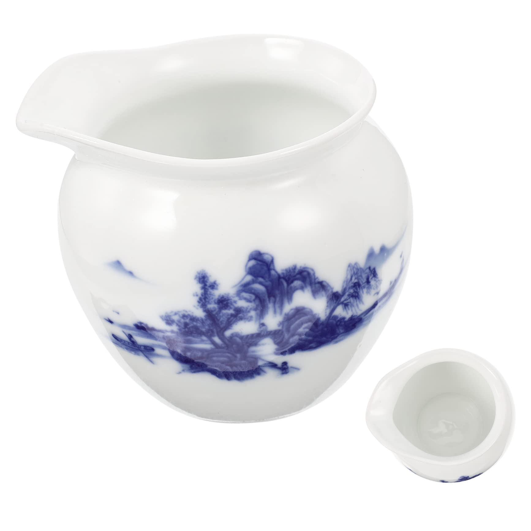 PRETYZOOM Restaurant Sauce Jug Blue White Porcelain Gravy Boat Sauce Cup Easy to Clean