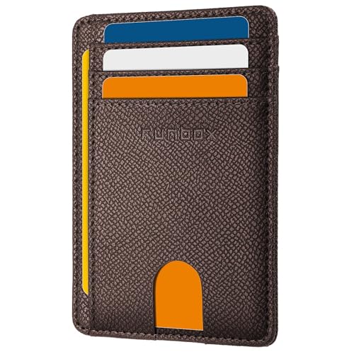 Image of RUNBOX Slim Minimalist Front Pocket RFID Blocking Leather Wallets for Men and Women Card Holder Wallets Gifts for men