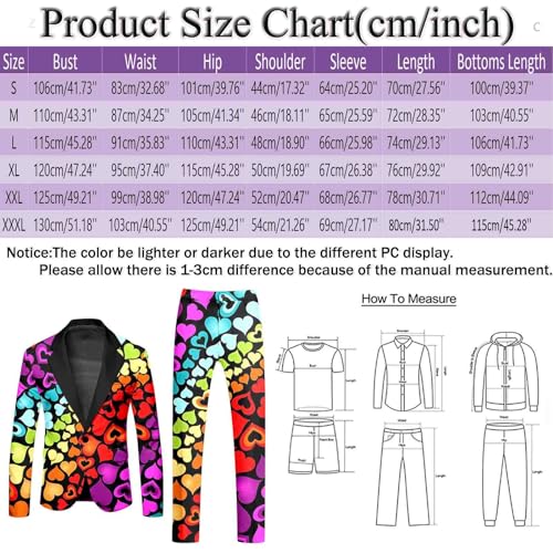 YOSUWOAI Anzug 2 Teiler Herren Slim Fit Anzugjacke Anzughosen Zweiteiler Set Lustig Regenbogen Anzug Blazer Set Festliches Outfit Disco Nachtclub Kostüm Rainbow Herrenanzug – Bild 5