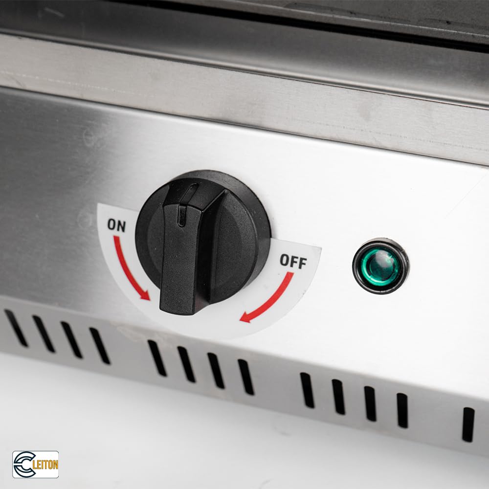 Cleiton® Plancha Industrial de Acero Inoxidable Eléctrica 70 cm Sobremesa Grosor de la Placa 4 mm para un Rápido Calentamiento con Termopar CE | Potencia 2,8 kW | Bares y Restaurantes