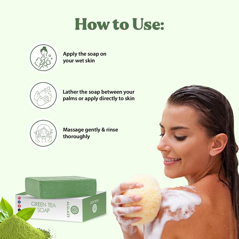 Image of Green Tea Soap With Shea Butter & Jojoba Oil | Cleanses, Calms & Nourishes | 100 g (Pack of 4)