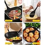 Silicone Cooking Utensils Set, 9 Pcs Heat Resistant Kitchen Utensils with Back Hooks, BPA Free Kitchen Tools with Spatulas, Spoons, Skimmer and Pasta Fork for Non Stick Cookware (BLACK) - Image 5