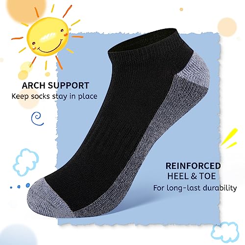 Comfoex Boys Ankle Athletic Low Cut Socks - 8 Pairs for 6-8, 4-6, 8-10 Years Old - Half Cushioned Short Socks3
