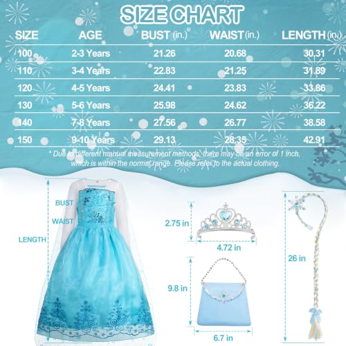 Vestido de princesa para niñas de 4-5 años con luces LED miniatura 5