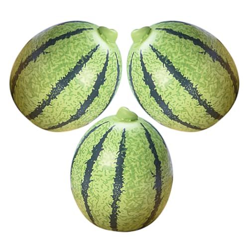 NULYLU 3 Stück Miniatur Wassermelonen aus Kunstharz Naturgetreue Kleiner Fruchtmodelle in Lebendigem Stil für Puppenhaus und Bastelzubehör
