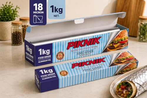 Image of Aluminium Foil | 11 Micron Food Grade Kitchen Foil Roll | Safe Paper Zigzag Cutter | Multipurpose Foil for Cooking, Baking, Wrapping & Food Storage (1kg / 18 Micron)