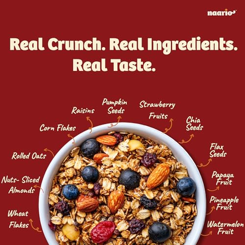 Image of Naario Classic & Chocolate Muesli Combo | No Added Sugar | Real Fruits & Nuts | High Fibre Breakfast Cereal | No Preservatives | Ready in 2 Minutes | 500g