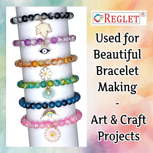 Image of REGLET- 10 Charms + 335 Pcs Dual Shade Sparkle Bracelet Beads for Kids, Glass Beads for Bracelet Making Kit, Jewellery Making Kit, Crystal Bead Craft - Multicolour - 240g