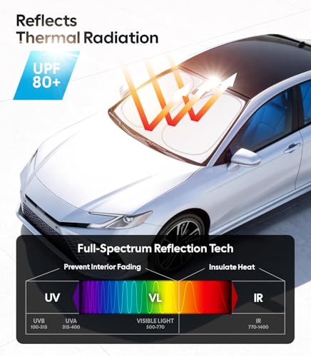 Image of Wigoo for Toyota Camry Windshield Sunshade [OEM Design, 100% Sun Blockage] Foldable Heat Insulation Sun Shade with Storage Bag, for Toyota Camry 2018-2026, Silver Coating