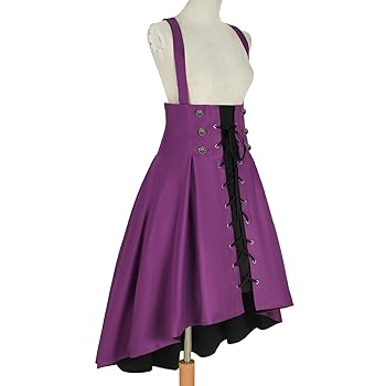 VERTICAL GATHER SUSPENDER SKIRT パープル　S Amazon.com: Rainday Women's Gothic Casual Skirt High Waist