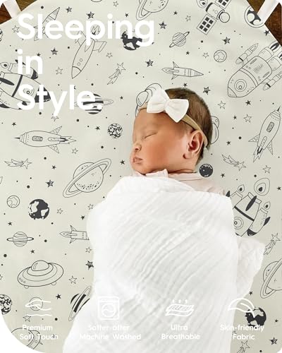 Image of Crib Sheet for Boy Girl, Premium Soft Jersey Knit Fitted Crib Sheets, Safe and Snug, Durable, Stylish Crib Sheet, 28''x52''x9'' Extra Deep Pocket
