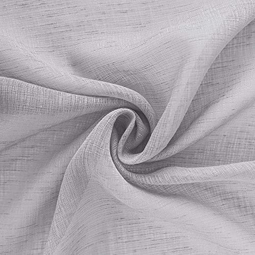 Image of KOUFALL Linen Look Tier Short Curtains-Silver Grey-30x24