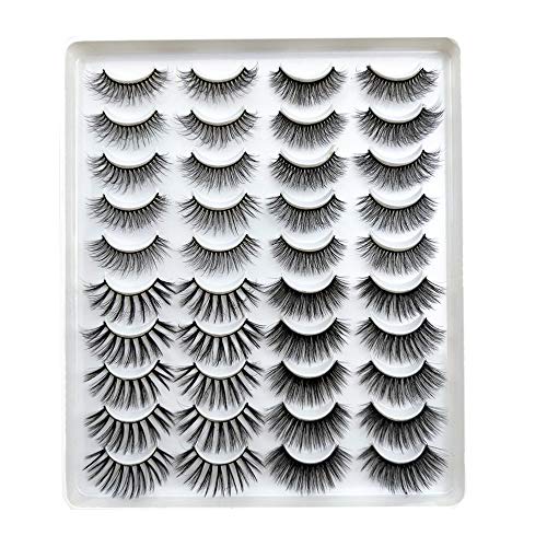 ARRIVEOK SKONHED 20 Pairs 3D False Eyelashes Mixed 4 Styles Faux Mink Lashes Natural Handmade Wispy Criss-cross Fluffy Eyelashes Extension Beauty Makeup (GT54)