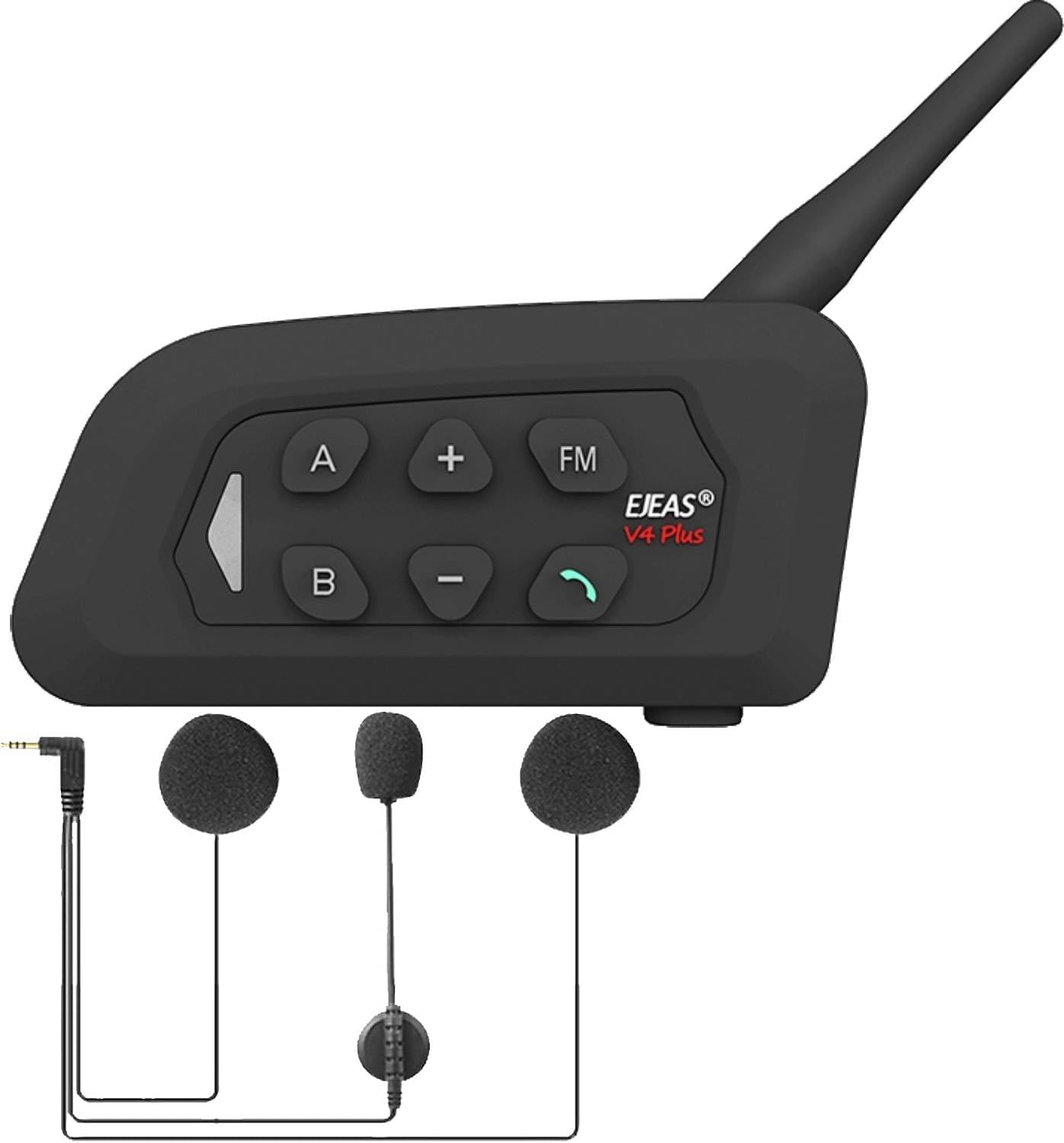 Bluetooth 5.1 Intercomunicador de Casco Motocicleta, Gama Comunicación Interco 1500M, IP65 Impermeabilidad, Hi-Fi Sonido Estéreo,Función FM, Anti-interferencia Auriculares Moto