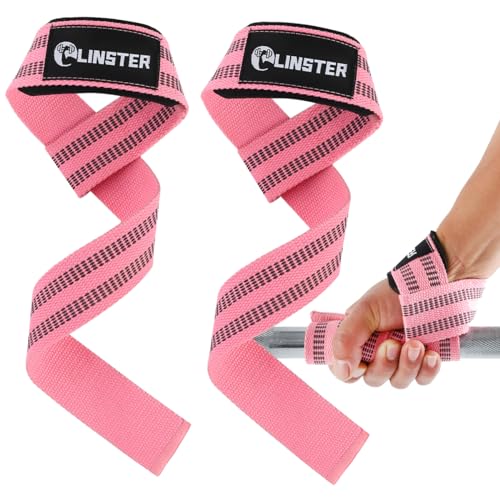 LINSTER cinghie sollevamento pesi, fascette palestra da trazione lunghi 61 cm con strisce in lattice antiscivolo, straps palestrao per allenamento della forza, sollevamento pesi per donne e uomini