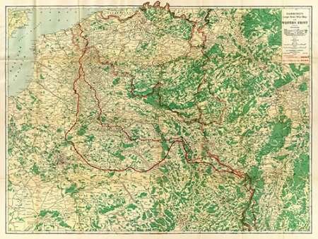 Lienzo impreso con caja americana Hammonds Mapa de guerra a gran escala del frente occidental, 1917 Hammond C.S. - museo horizontal Art print Maps Marco flotante 23_X_31_in