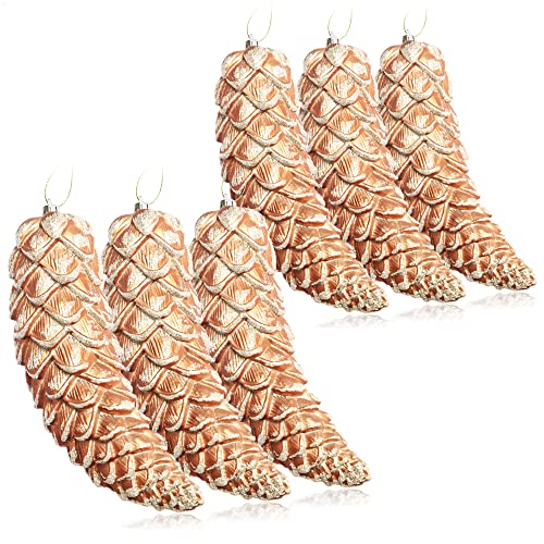 com-four® 6X Christbaumanhänger Zapfen - Tannenbaumzapfen für den...