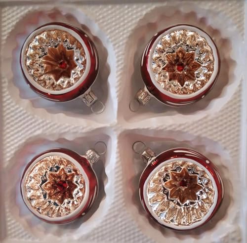 Jingle Bells Lauscha Reflexkugel 6cm Silber/Rot/Gold 4er Set Art Deco...