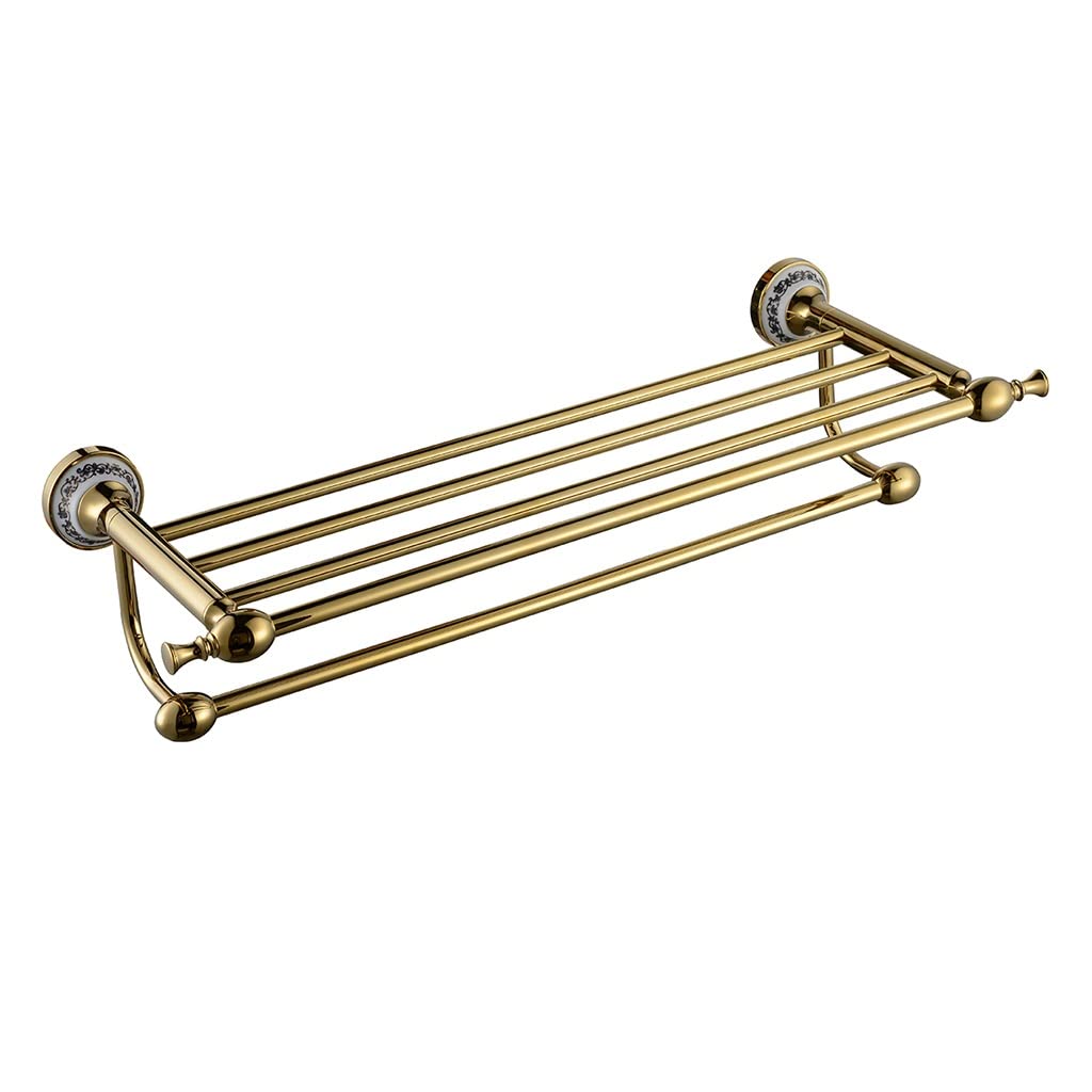Porte-serviette de salle de bain mural CRODY en laiton avec étagère rack