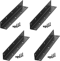 Vista 27 de Soportes en L, 4 unidades de soporte de esquina con ángulo, acero inoxidable superior, 4" x 1" M, 2 mm de espesor, para estante de madera, mueble