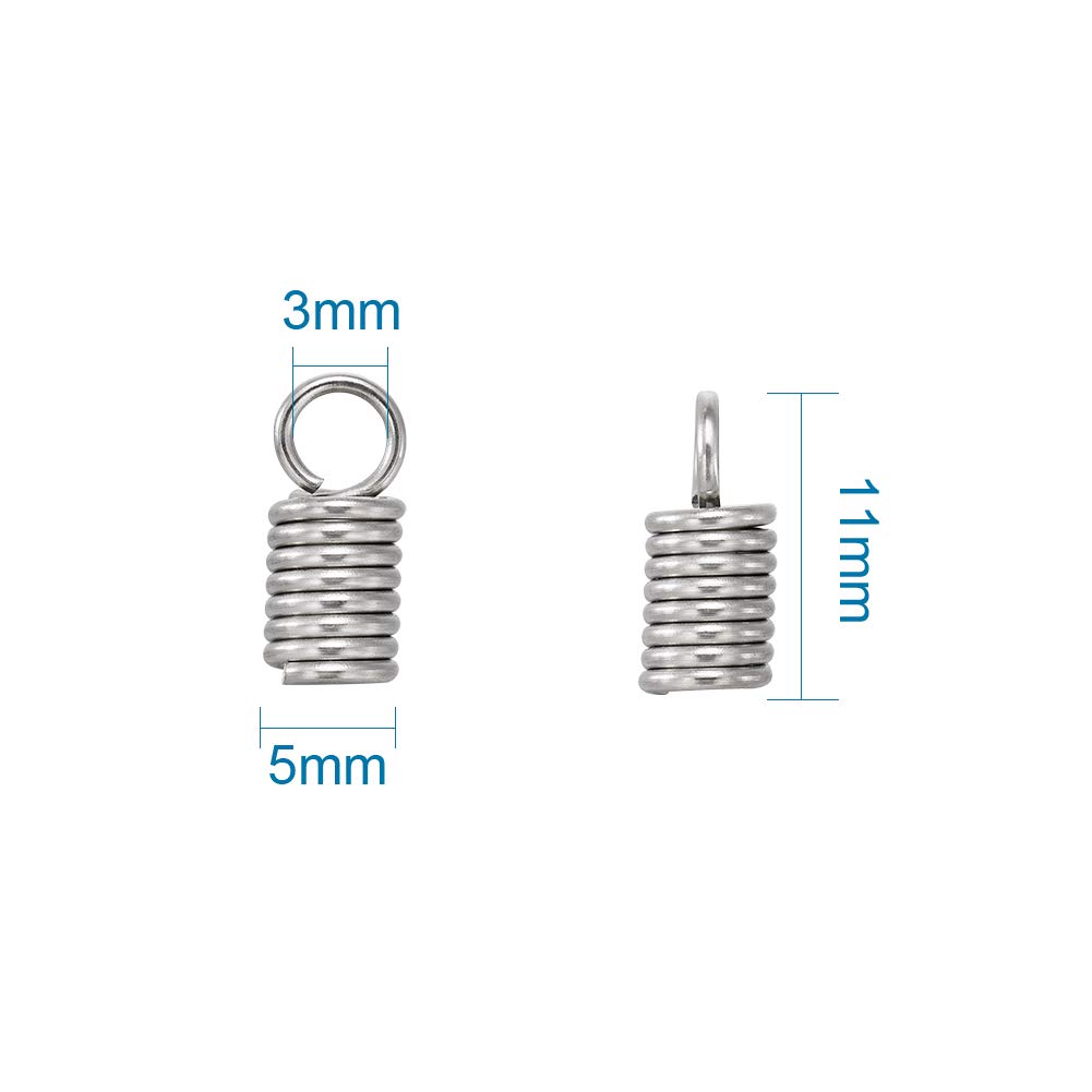 Pandahall Lot de 100 embouts de cordon en acier inoxydable pour la fabrication de bracelets et bijoux Doré et acier inoxydable 5 tailles