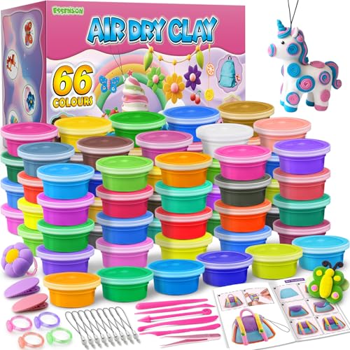 ESSENSON Air Dry Clay Kit, 66 Colors Modeling Magic Clay