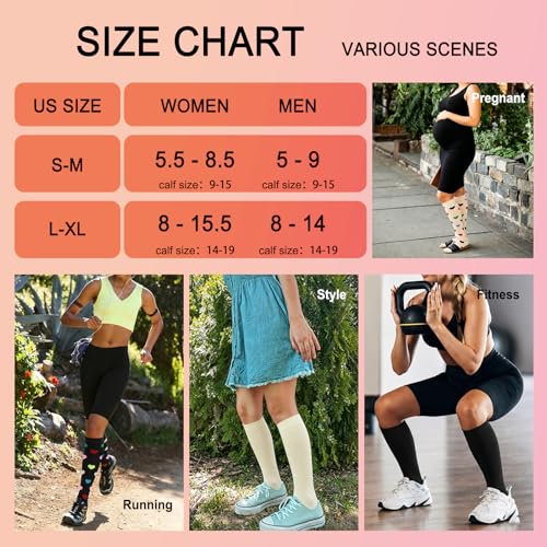 Image of 4 Pairs Compression Socks for Women Circulation-Best Support for Nurses,Running,Athletic,Travel