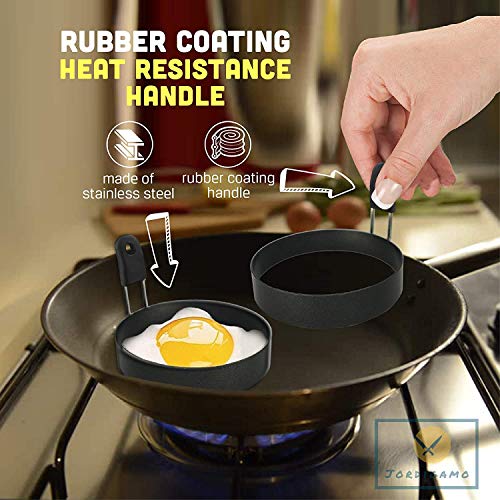 JORDIGAMO Professional 2 Pack Egg Ring Set For Frying Shapin